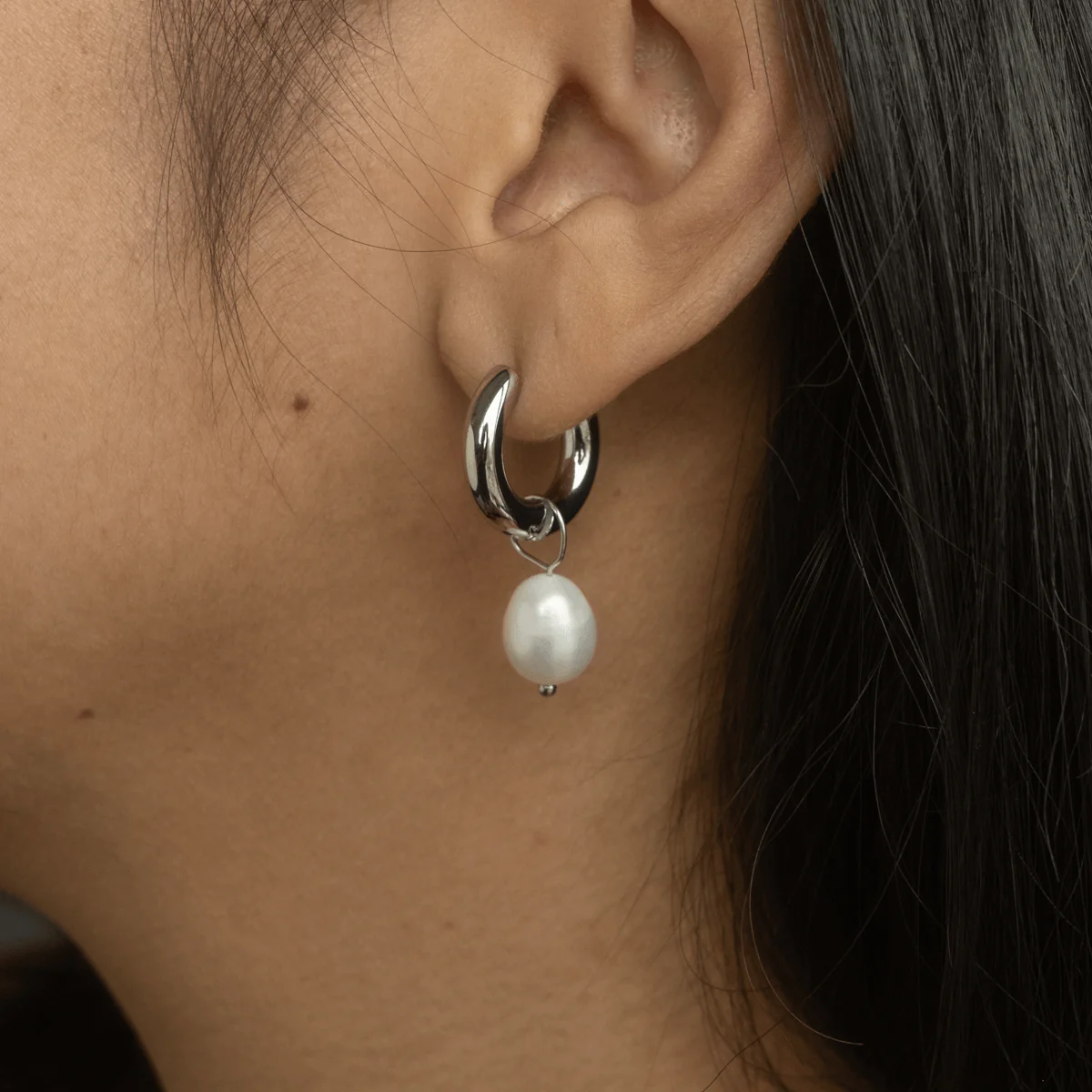 Becca Small Pearl Hoops - Image 4