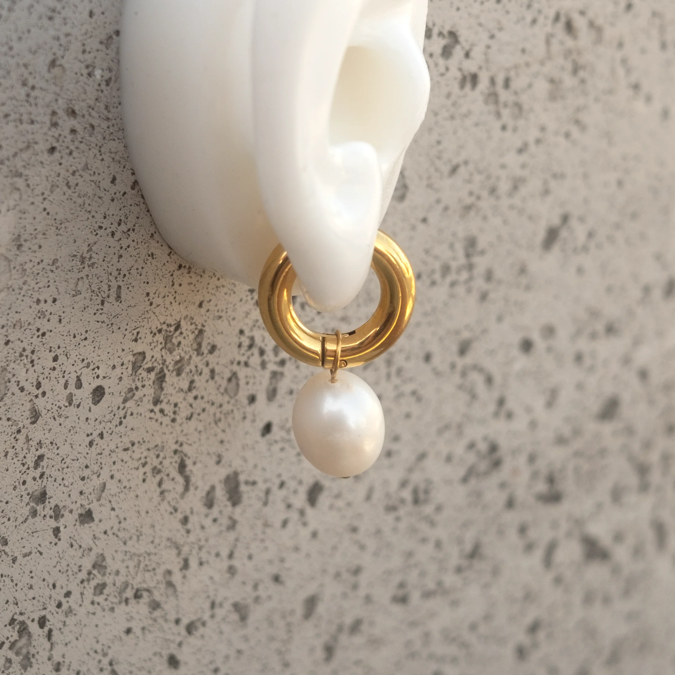 Becca Small Pearl Hoops - Image 5