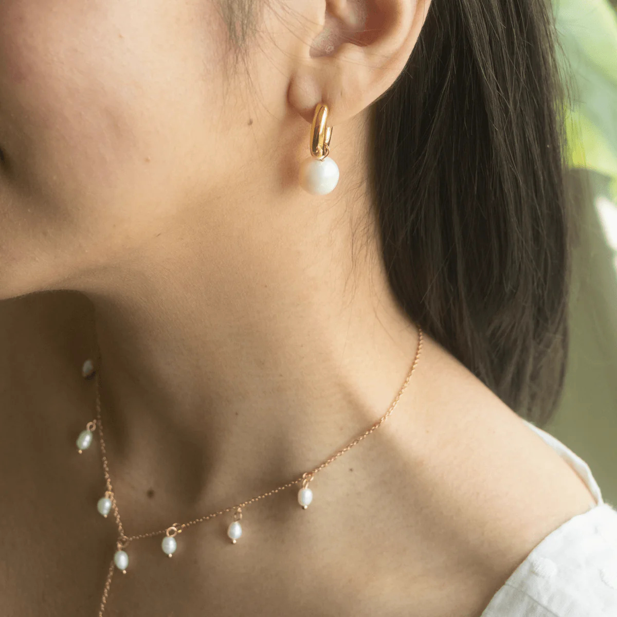 Becca Small Pearl Hoops - Image 6